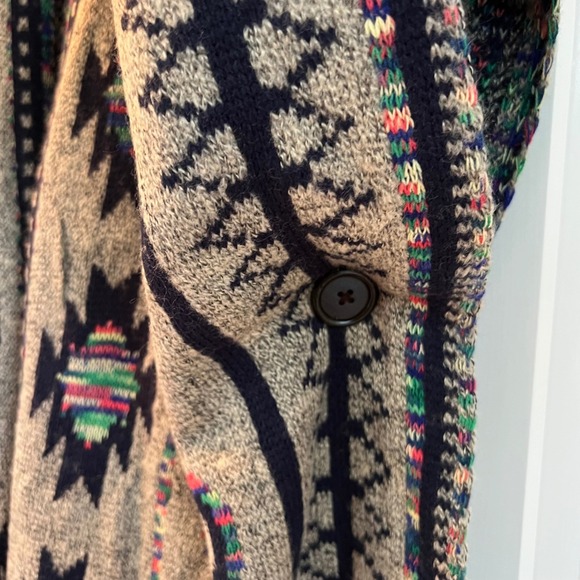 Mystery Jane Aztec Print Western Knit Open Front Cardigan Duster Sweater OS - Picture 6 of 11